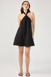 Black Linen Mini Dress